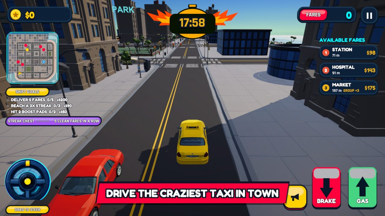 The yellow taxi on a city avenue