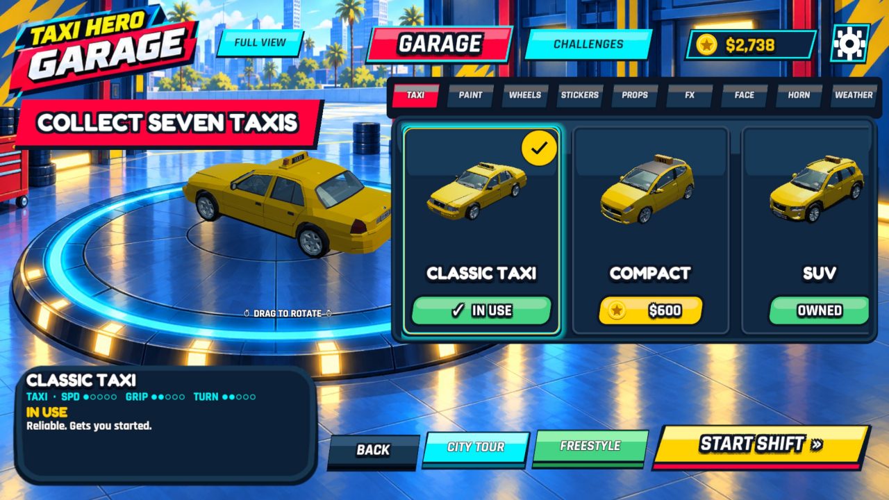 The garage taxi shelf: Classic Taxi, Compact, SUV